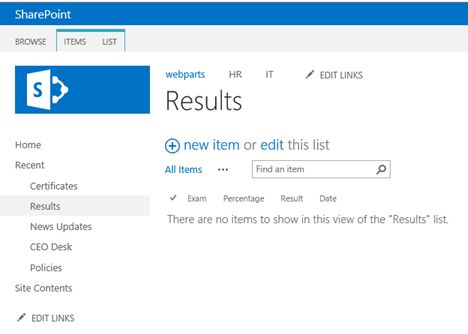 columns in the list named